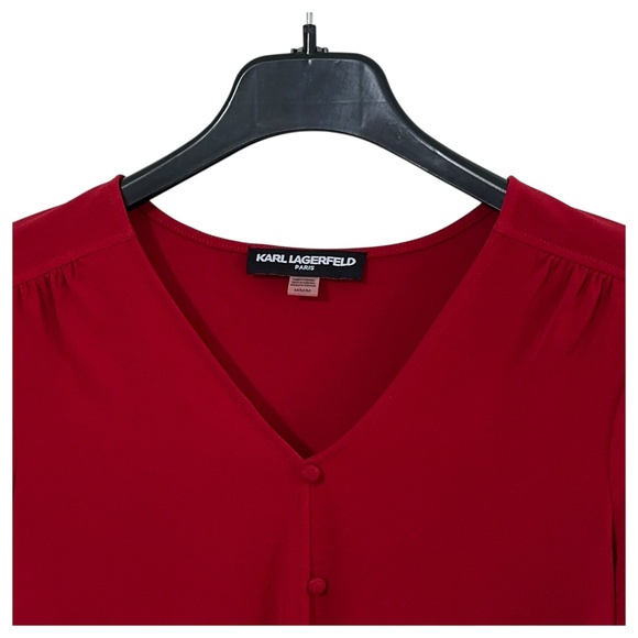 Karl Lagerfeld Blouse Size Womens Med Button Front Stretch Business Casual Work - Picture 4 of 5